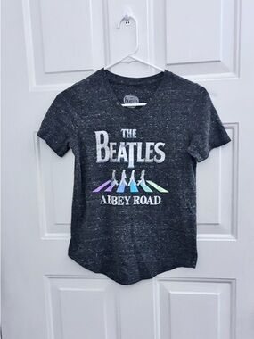 The Beatles Women's Charcoal Abbey Road Tee with Pastel Rainbow Crosswalk